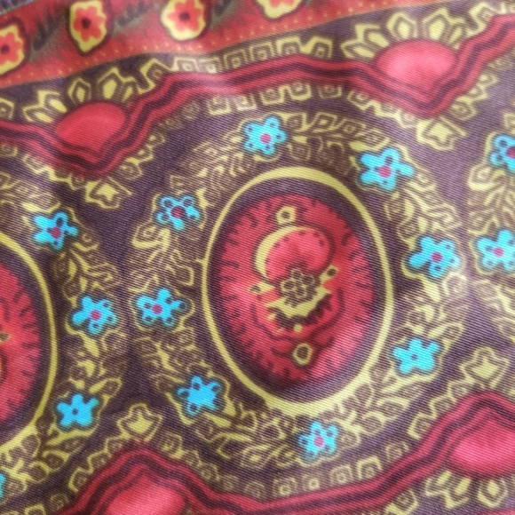 The Limited Silk Scarf Medallion Orange Turquoise Brown Cream Gold NWT - Picture 2 of 8